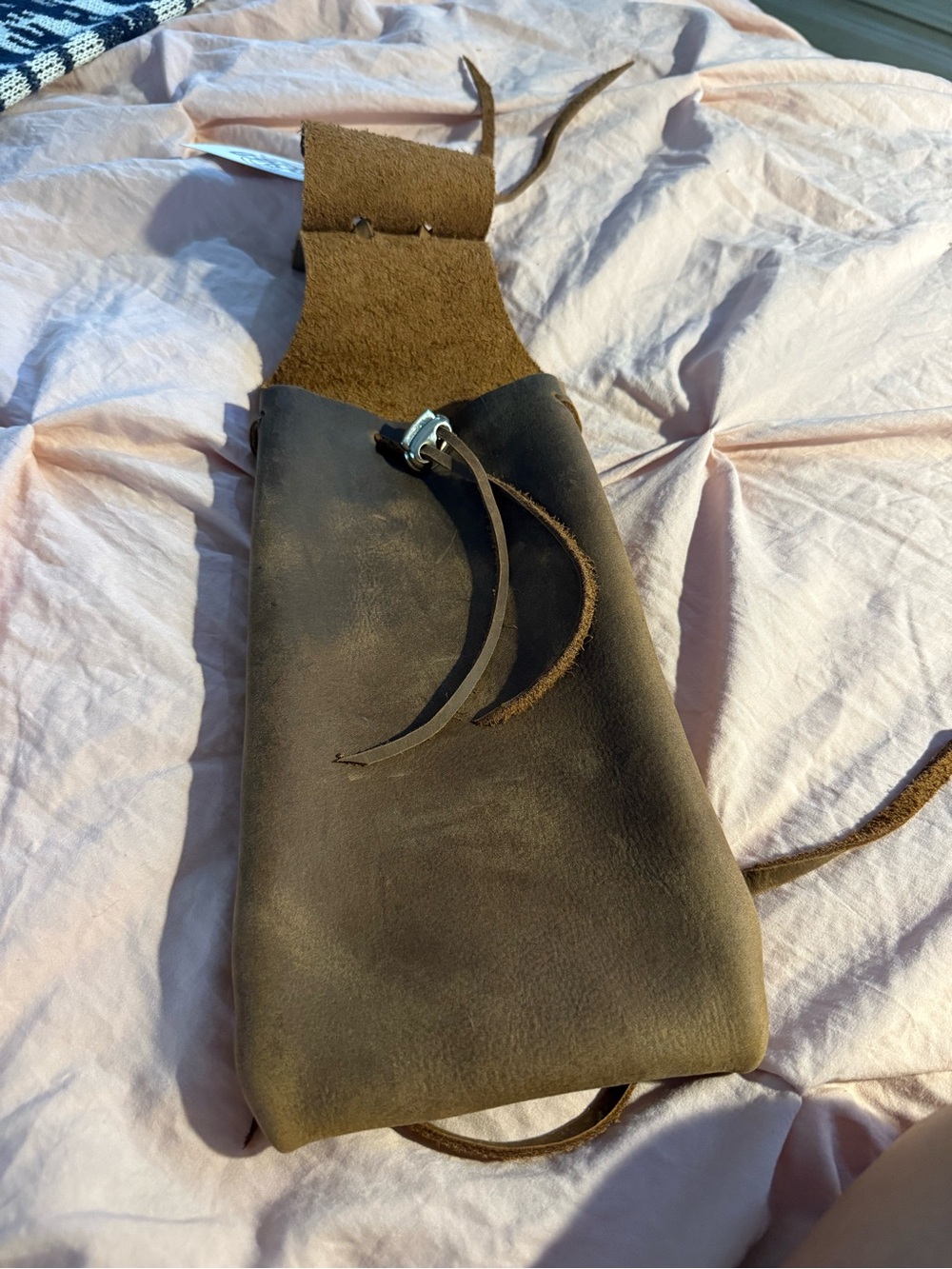 Brown Leather saddle attachment water bottle